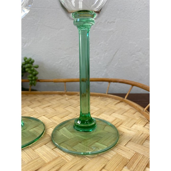 Set of 3 Teal Green Stemmed Champagne Flutes - Picture 2 of 3